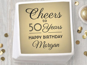 Top 5! ANY Birthday Cheers Elegant Black & Faux Gold Foil Napkins