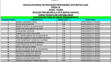 CHAMADA DAS VAGAS REMANESCENTES - CURSO DE CONTABILIDADE