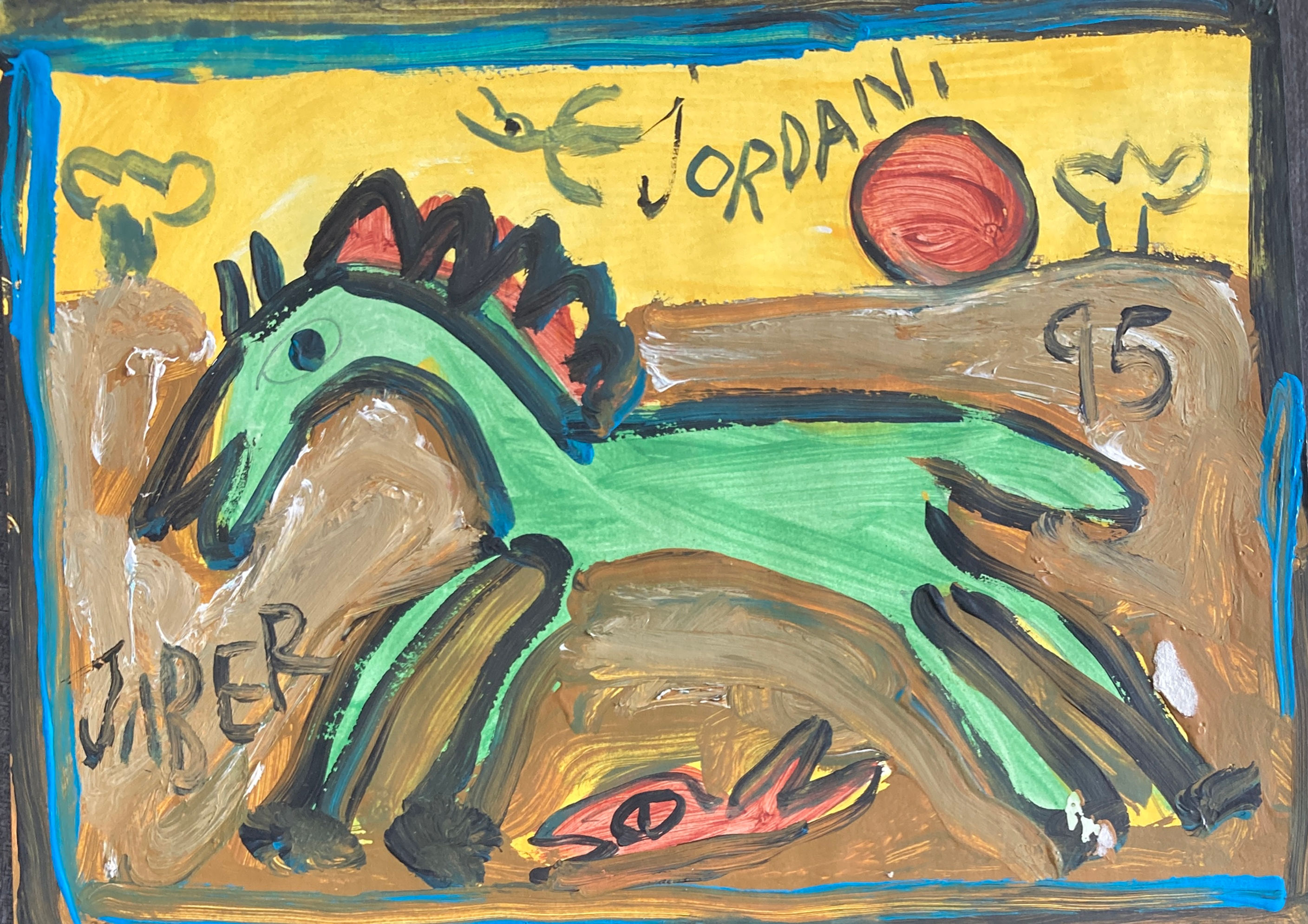 JABER 32x24cm oeuvre ancienne années 90 sur papier