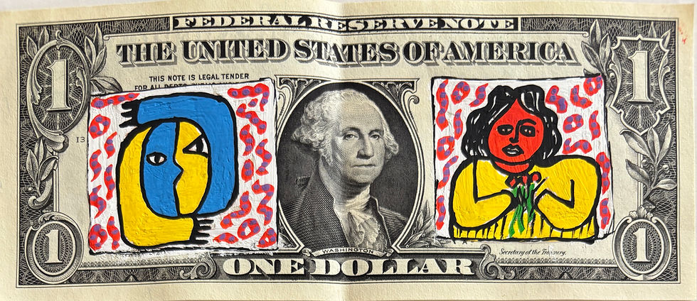 ASSADEDDINE Mostafa TECHNIQUE MIXTE sur billet de 1$