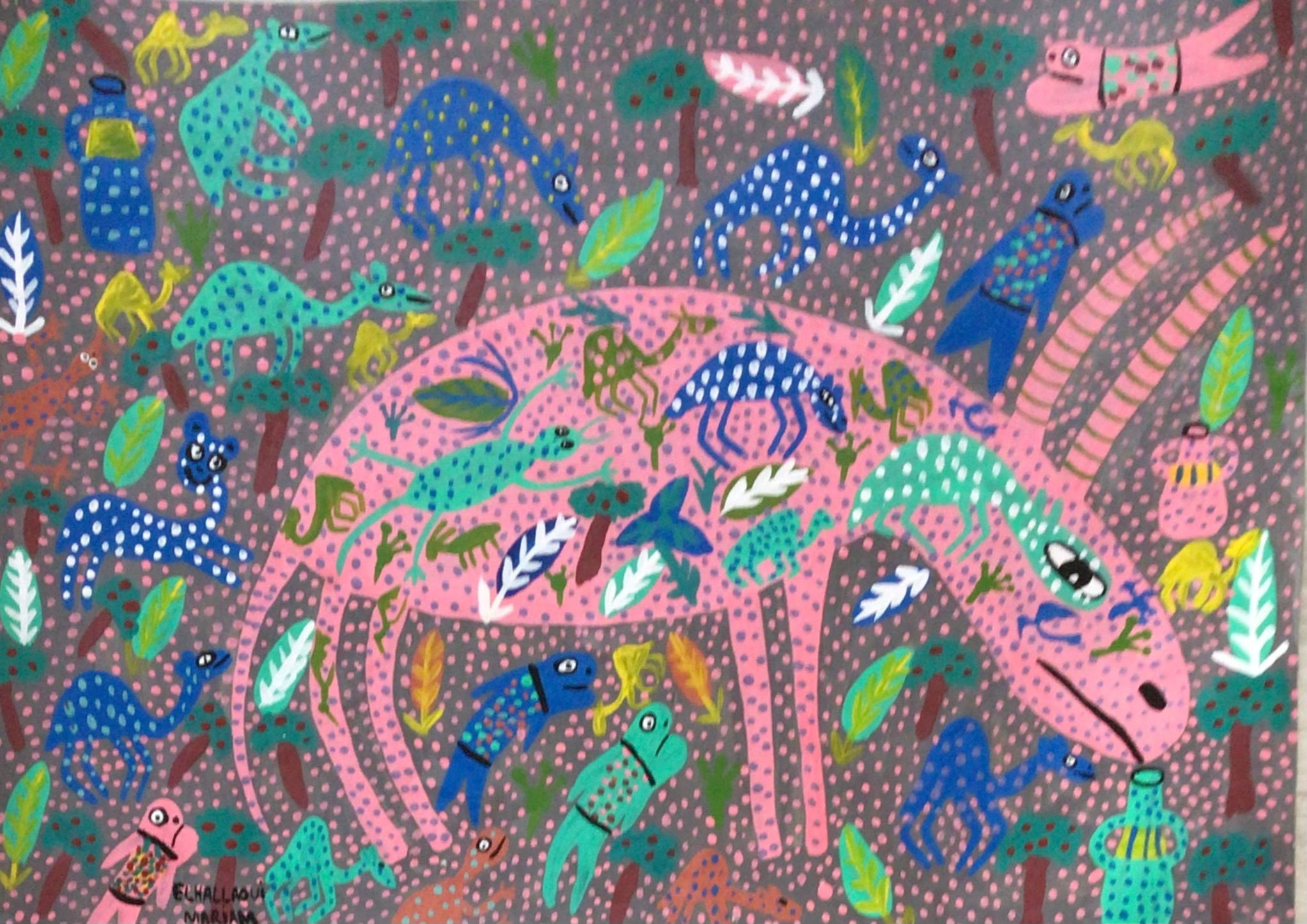 EL HALLAOUI Mariam 52x37cm superbe peinture d'Essaouira