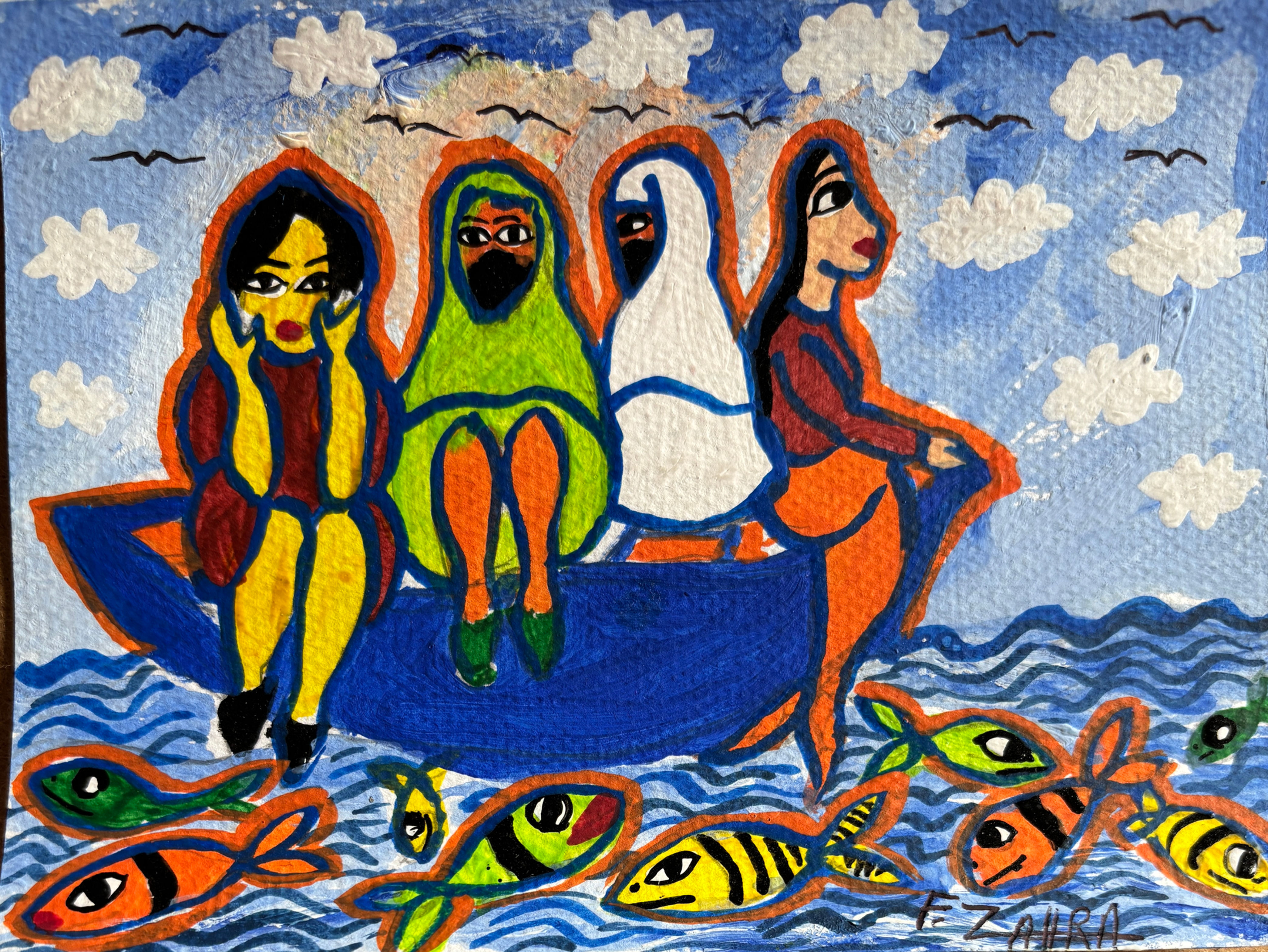 LAKOUAIHI Fatima Zahra  acrylique sur papier 12x16cm