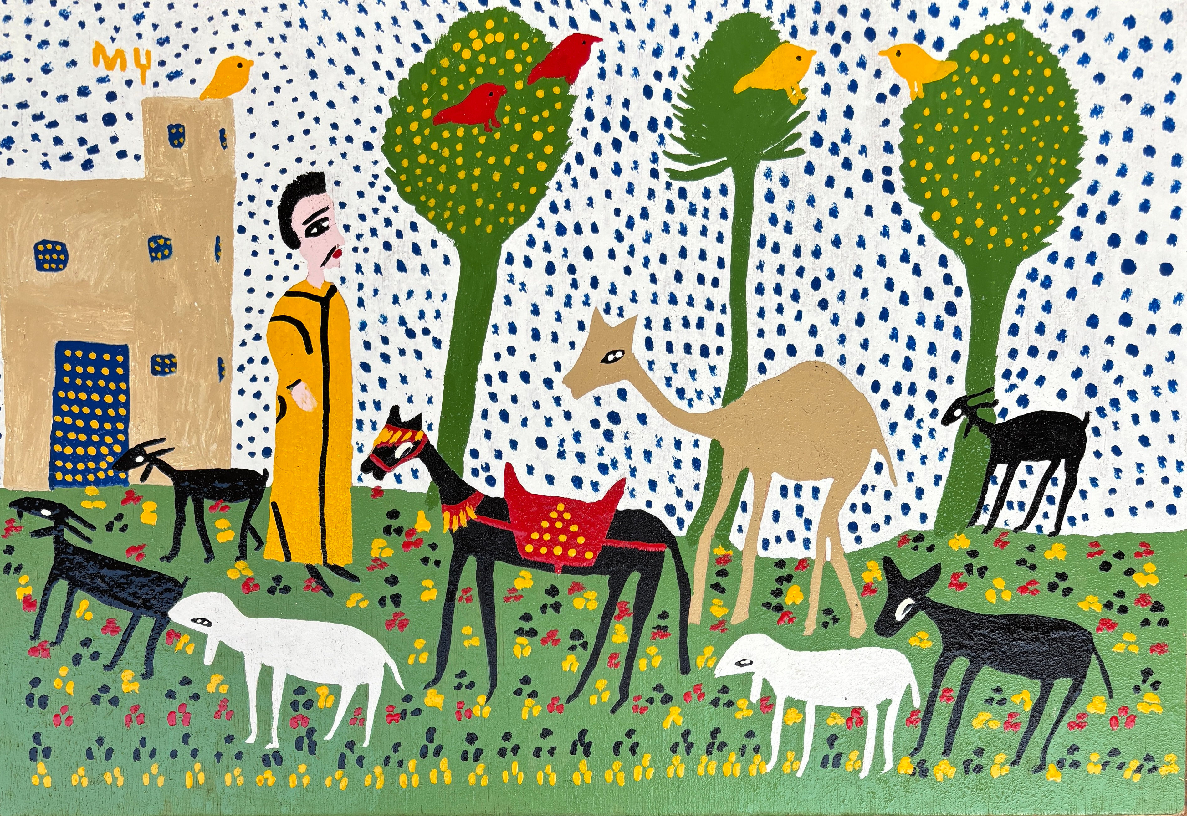 MASKALI Mylouda 37x25,5 cm oeuvre originale sur bois