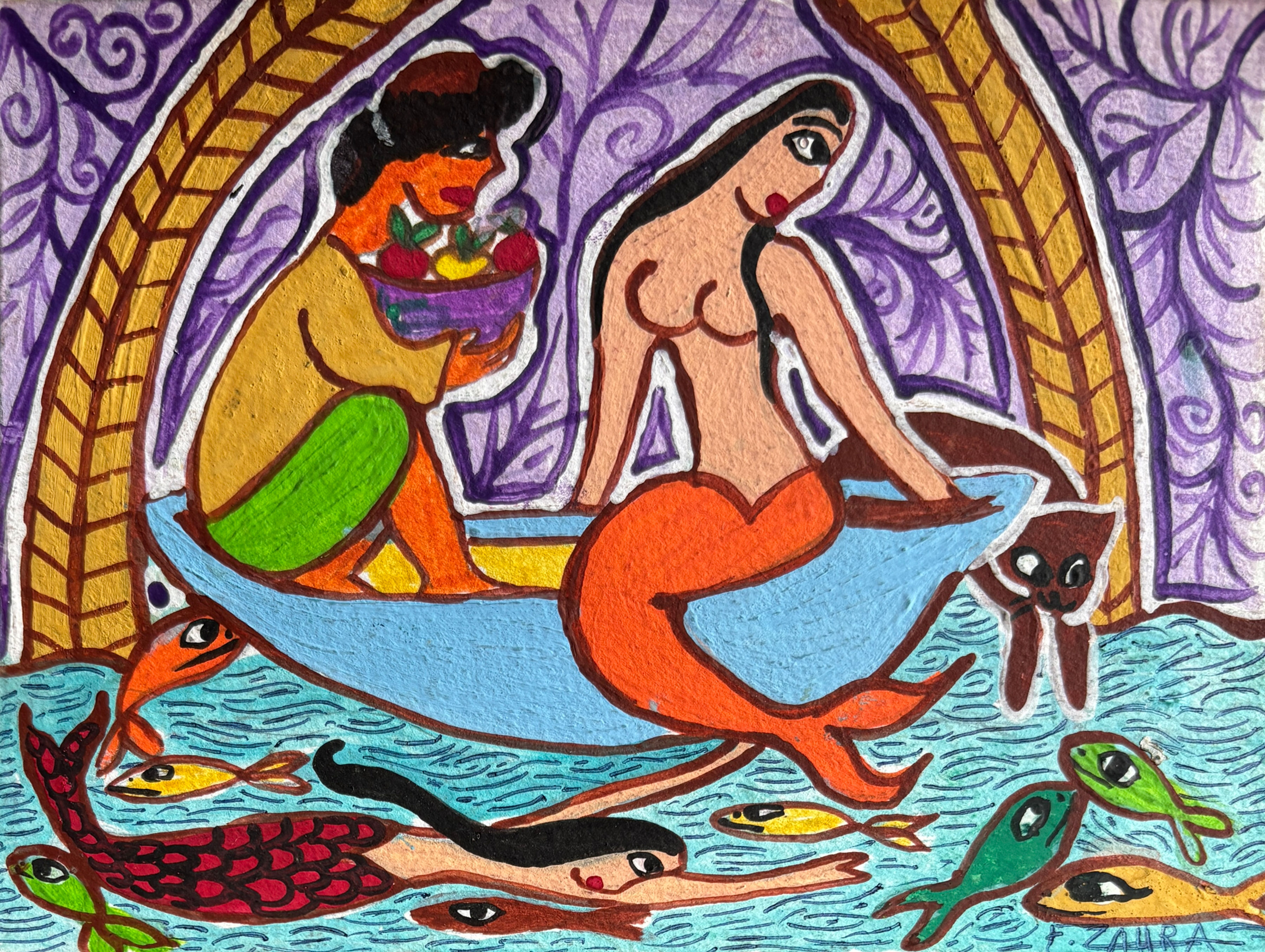 LAKOUAIHI Fatima Zahra  acrylique sur papier 12x16cm