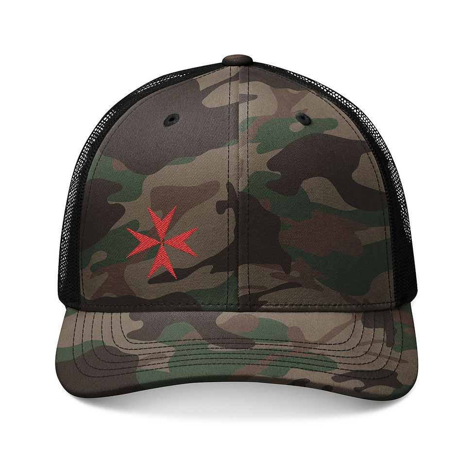 Thumbnail: Maltese Cross Camouflage Trucker Hat (Embroidered)