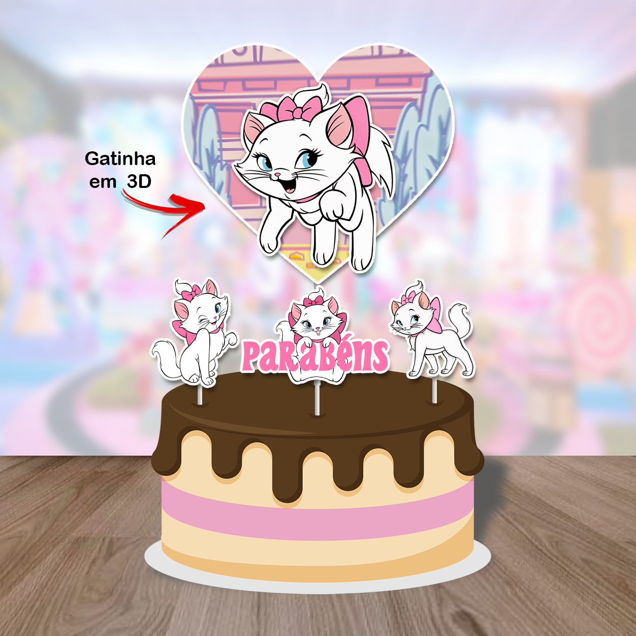 Arquivo Digital Topo de Bolo Gatinha Marie