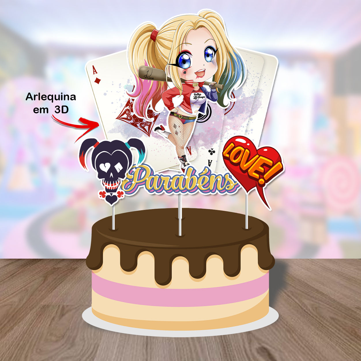 Arquivo Digital Topo de Bolo Arlequina