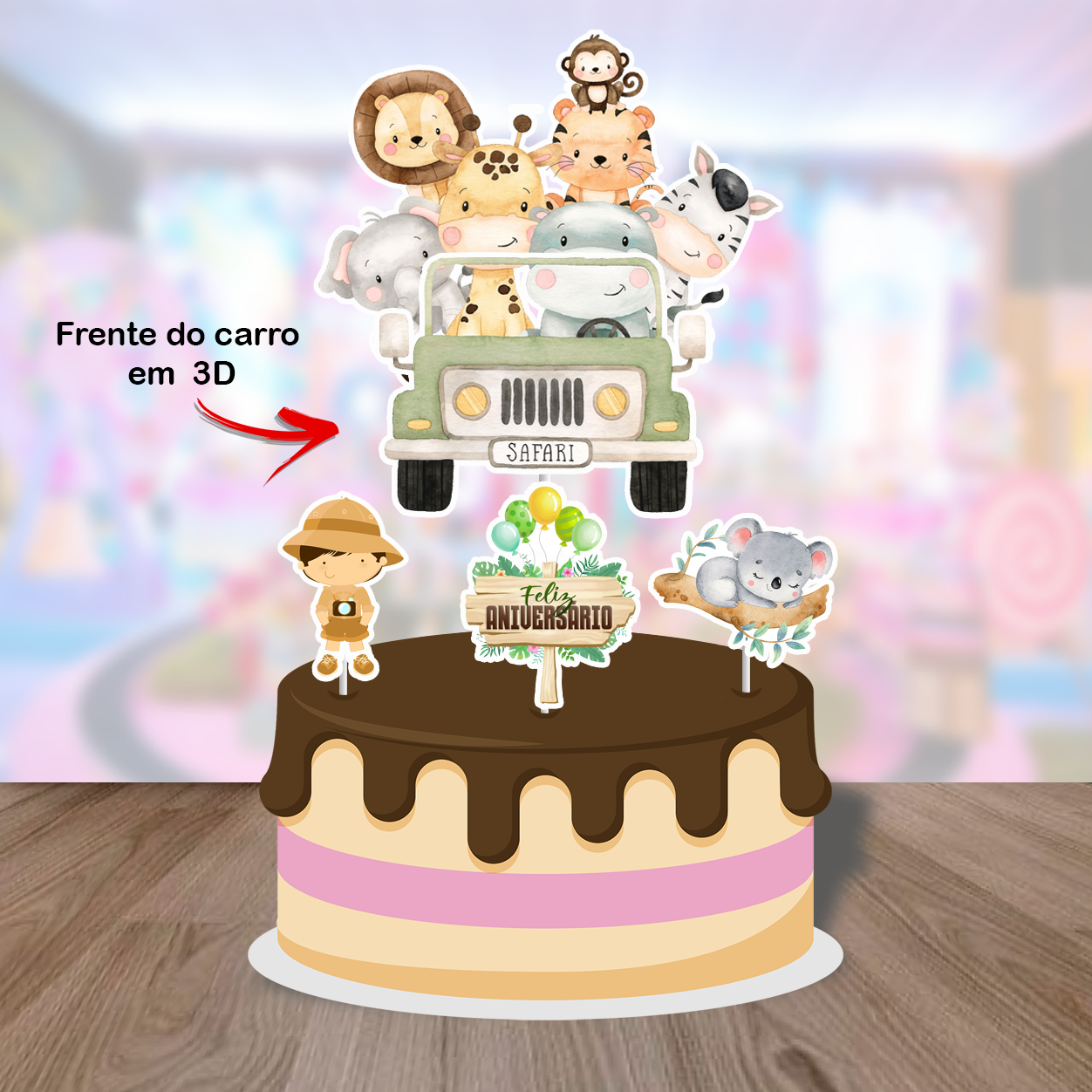 Arquivo Digital Topo de Bolo Safari