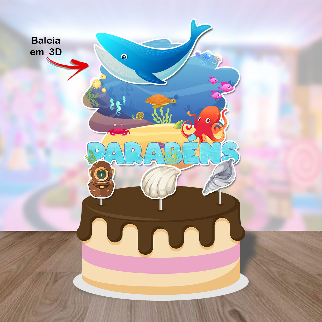 Arquivo Digital Topo de Bolo Fundo do Mar