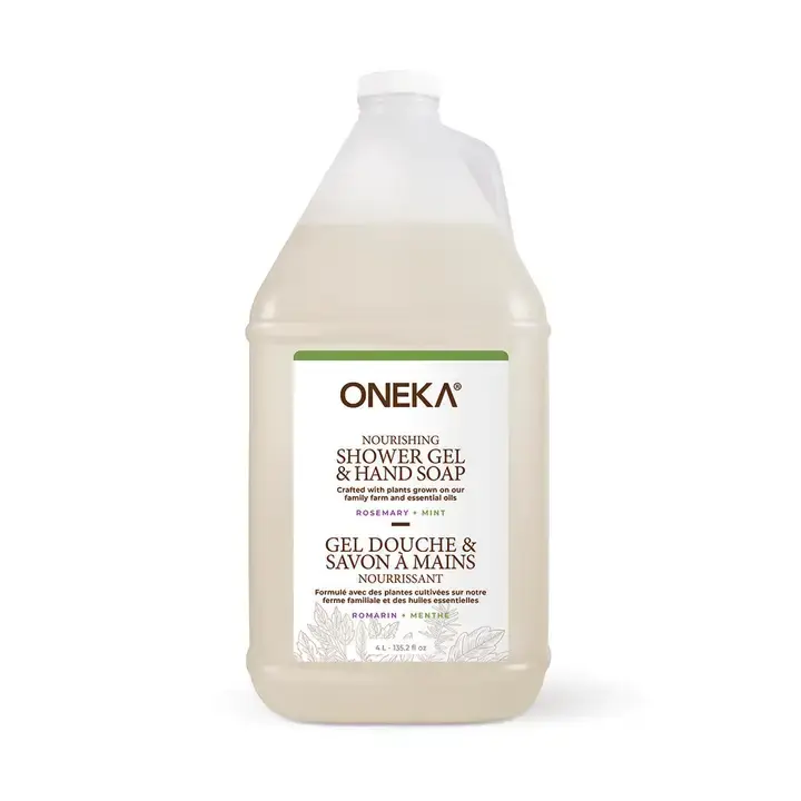 Oneka Rosemary & Mint Shower Gel in a bulk container