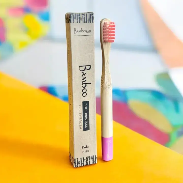 Thumbnail: Rustic Strength bamboo toothbrush with pink bristles