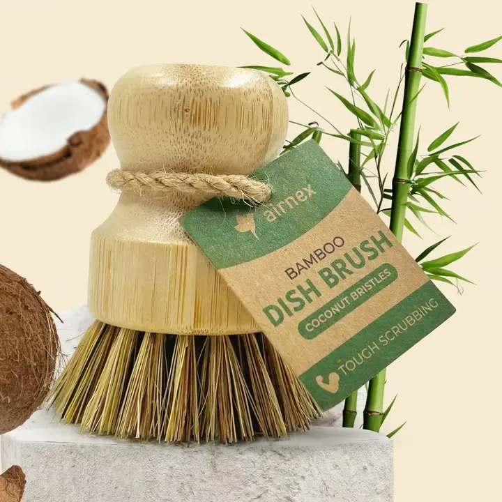 Bamboo TOUGH Scrub Brush with coconut fiber bristles