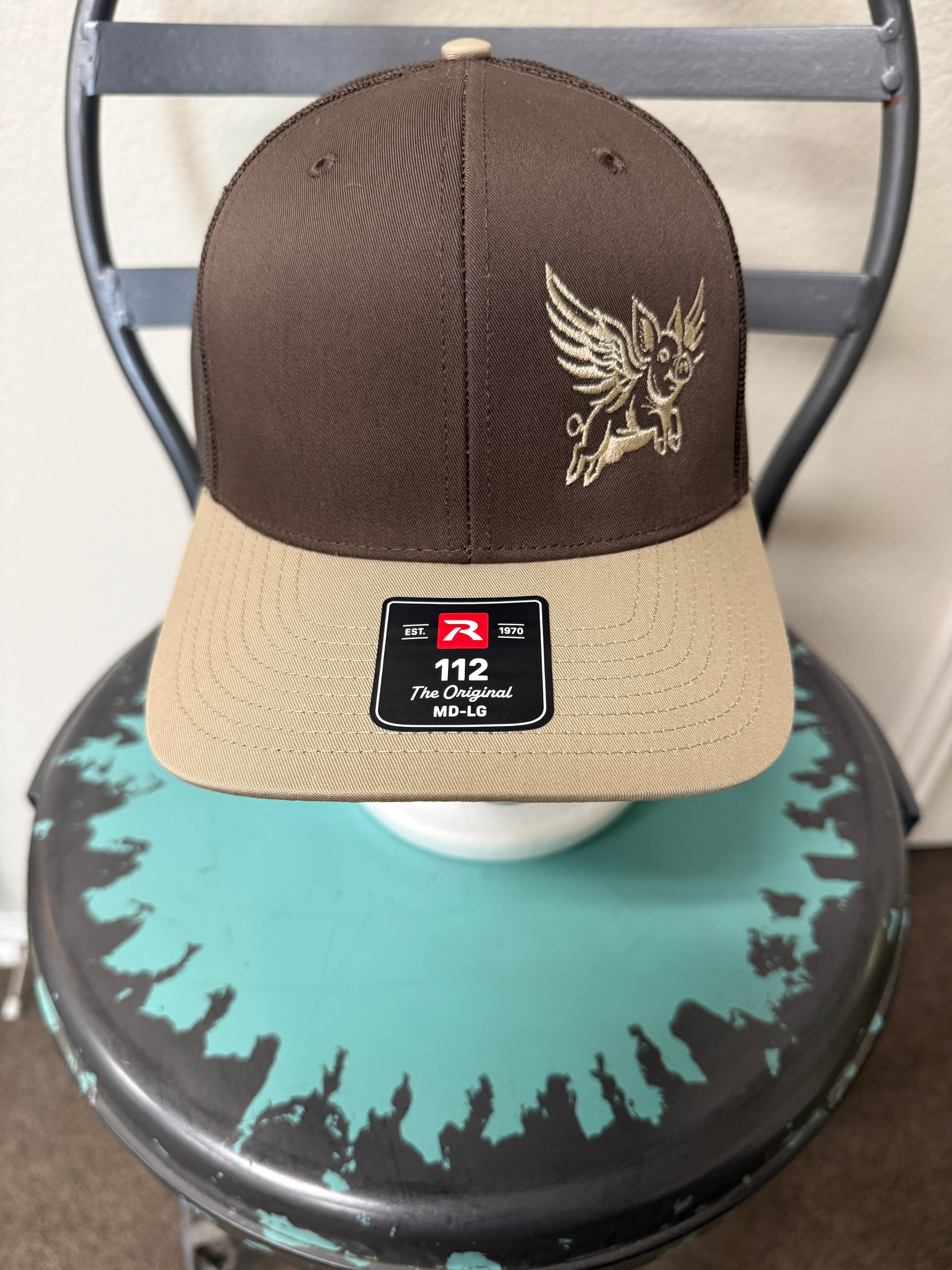 Beige and Brown Flying Pig Hat