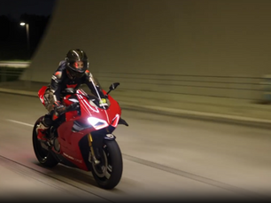 Sara Dean Cole on ‘Valentino,’ her 2020 Ducati Panigale V4 S, in Houston.