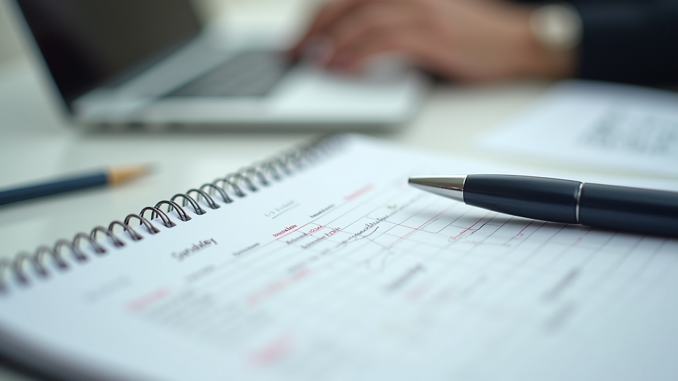 Close-up view of a calendar and a pen on a desk, symbolizing appointment scheduling