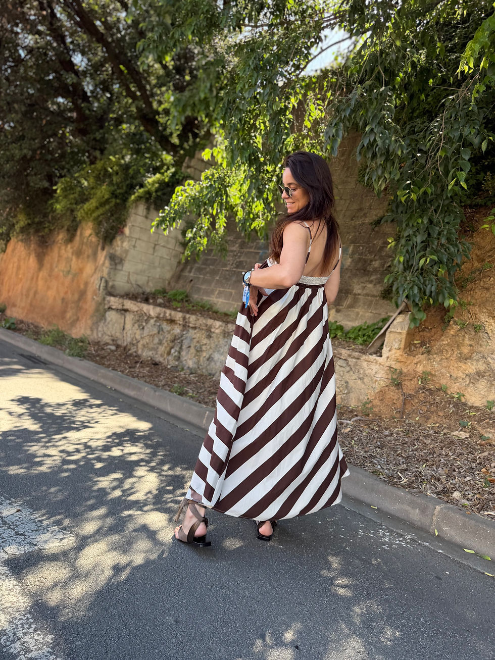 Miniatura: Vestido anchi rayas choco