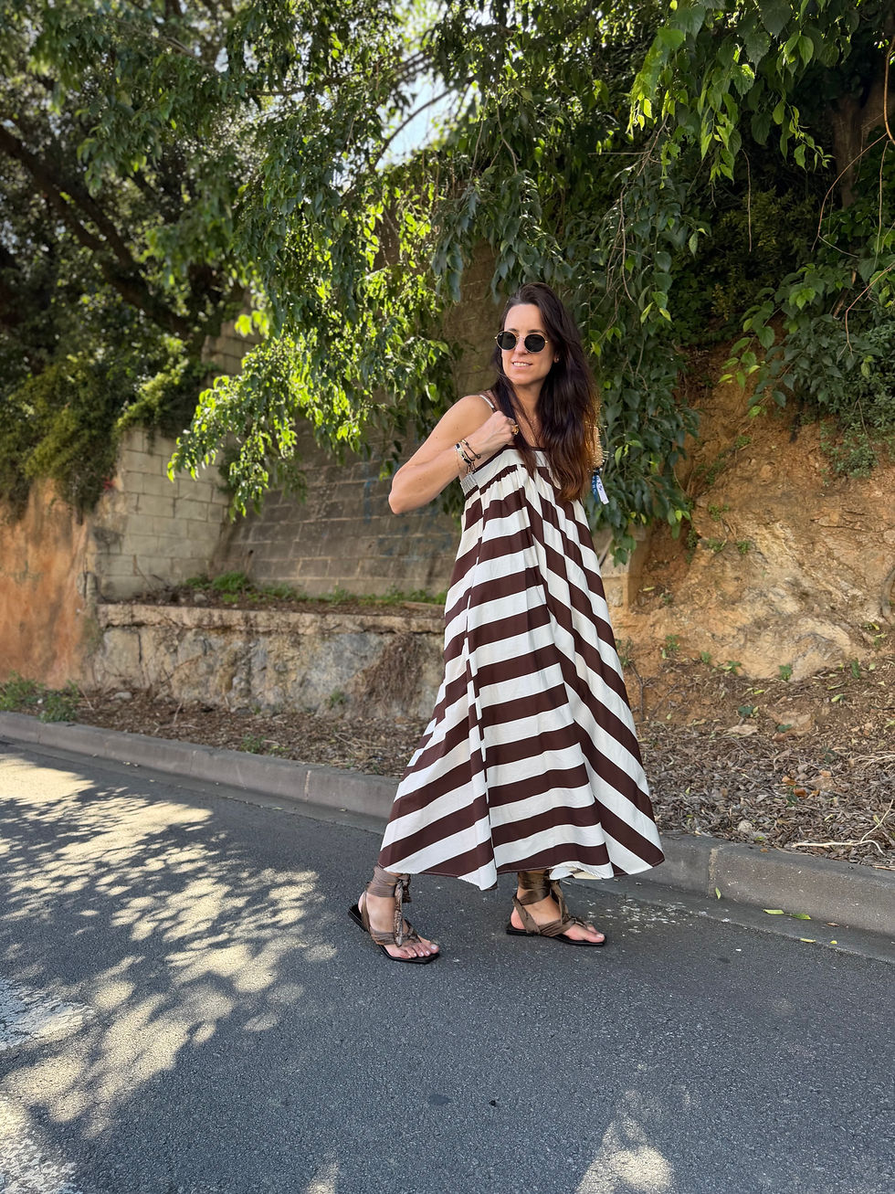 Miniatura: Vestido anchi rayas choco