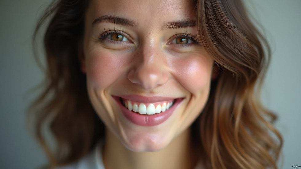 Close-up view of a smiling person showing their bright teeth