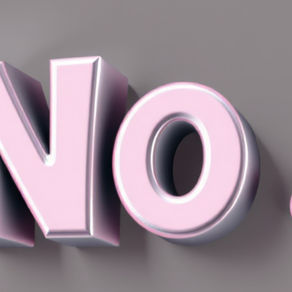 Pink lettering with the word No with a period at the end against gray background