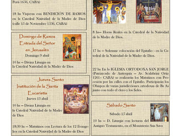 Horarios de los oficios de SEMANA SANTA Y PASCUA