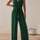 Thumbnail: Tied Surplice Sleeveless Wide Leg Jumpsuit - Dark Green