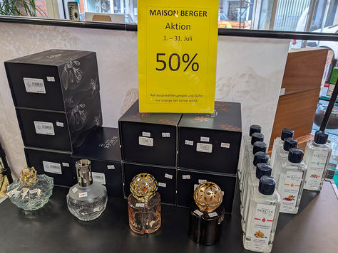 Ab 1. Juli MAISON BERGER Aktion: 50% auf ausgewählte Lampen und Düfte - nur solange der Vorrat reicht.