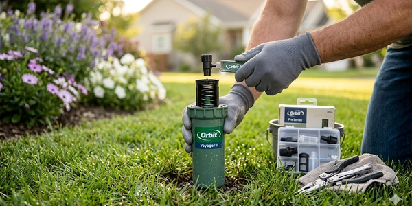 Orbit sprinkler head repair in Lubbock
