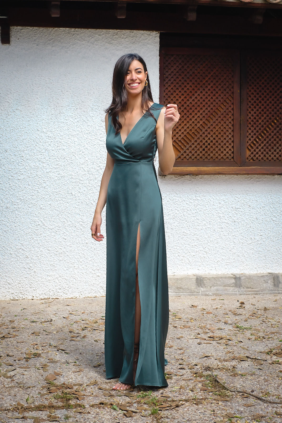Vestido DALIA Verde satén
