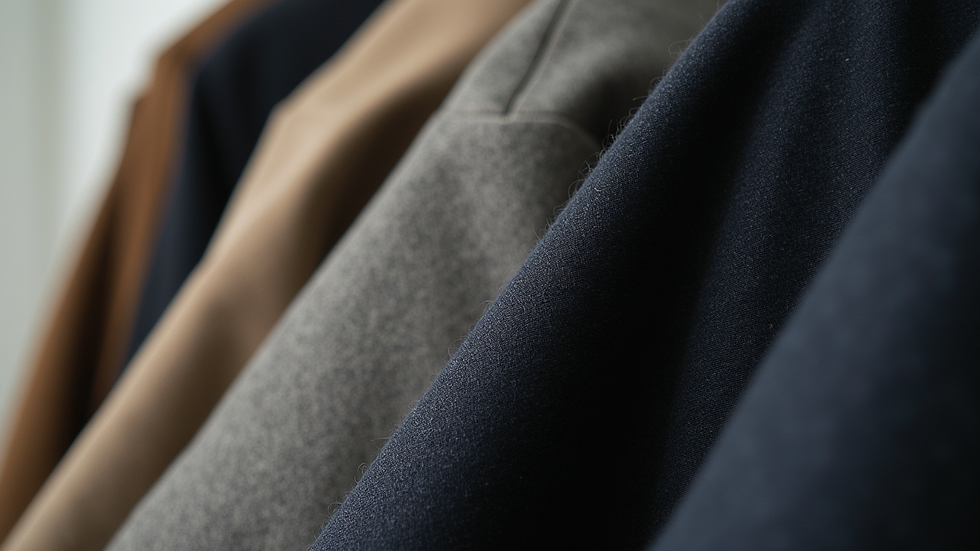 Close-up view of minimalist menswear fabrics and textures