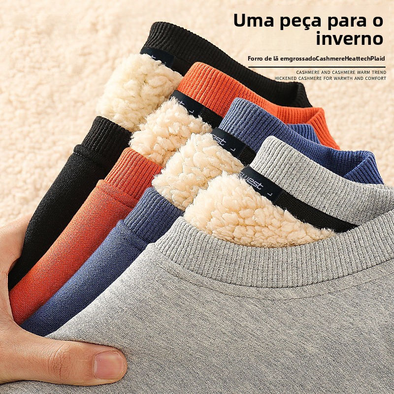 Stack of fleece-lined winter shirts