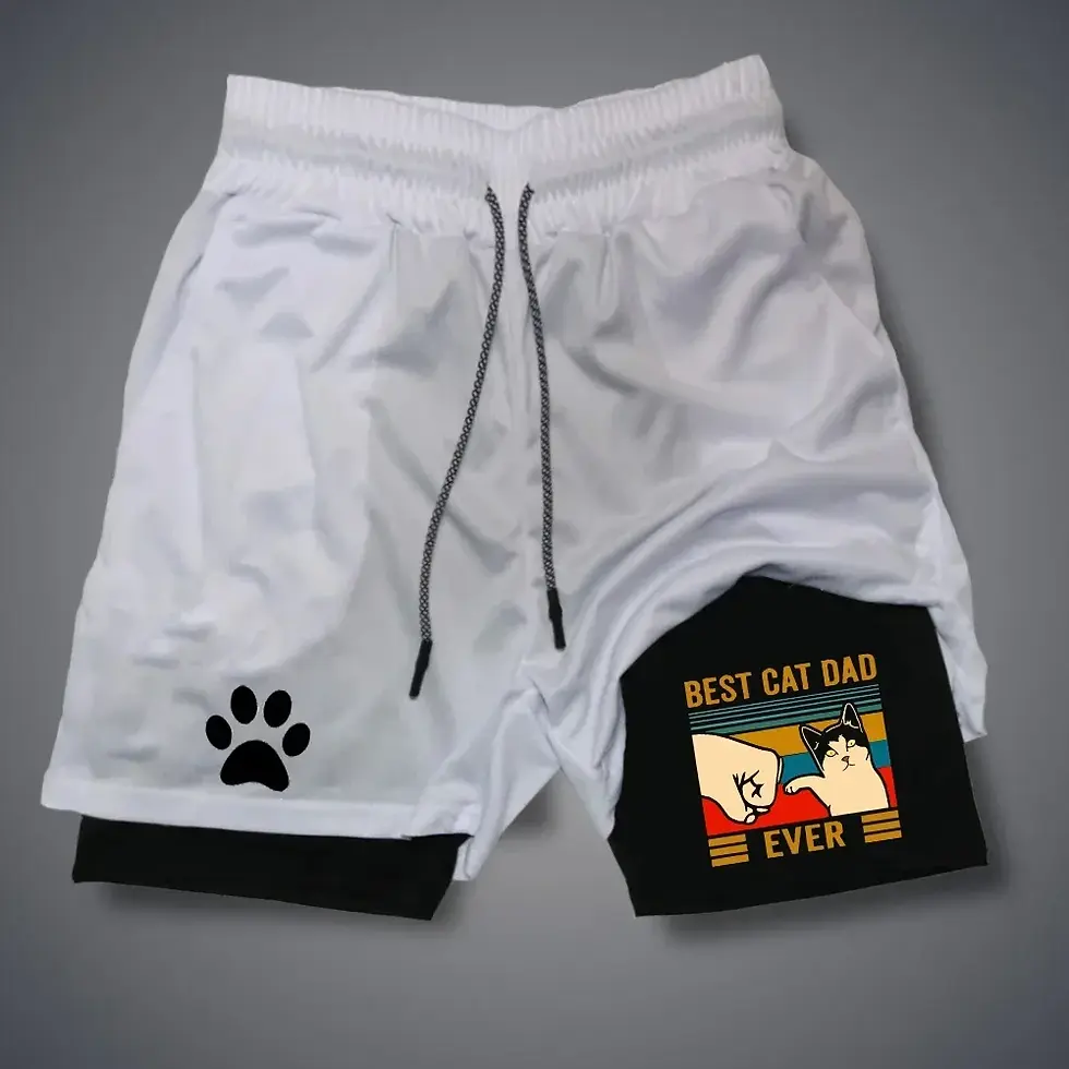 Miniatura: Men Gym Casual Shorts 2 in 1 Performance Shorts Monkey Print Quick Dry Double-de