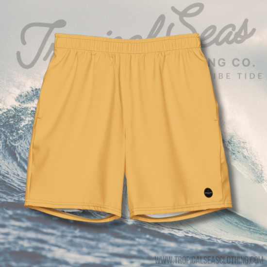 Yellow shorts with black logo