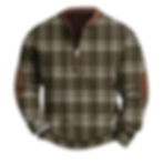 Havanna Unisex Hoodie, plaid quarter-zip with elbow patches