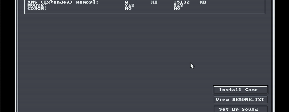 Sound setup complete and saved, click  Exit to DOS.