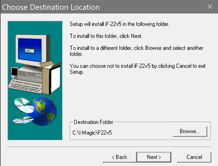 Selecting an installation folder.