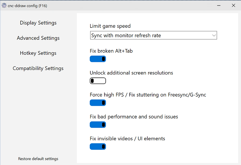 Compatibility Settings