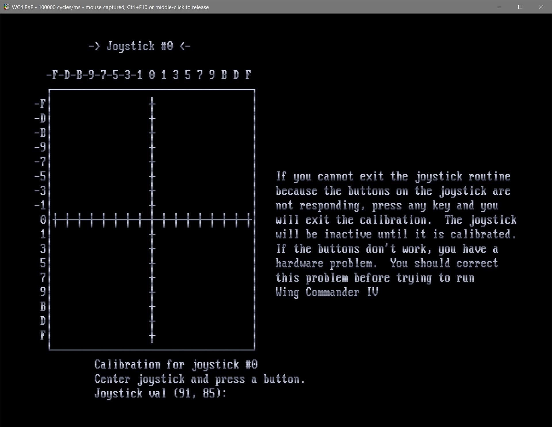 Beginning joystick calibration.