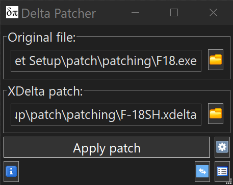 Delta Patcher with executable and patch selected