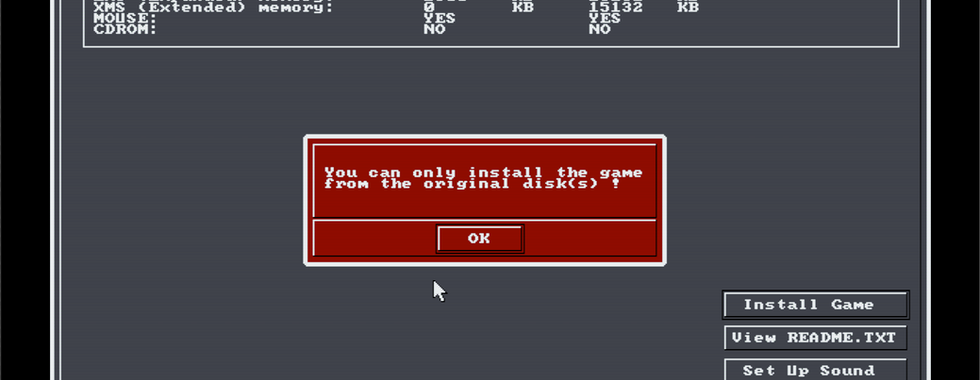 This error indications the in-game configuration has not been performed.