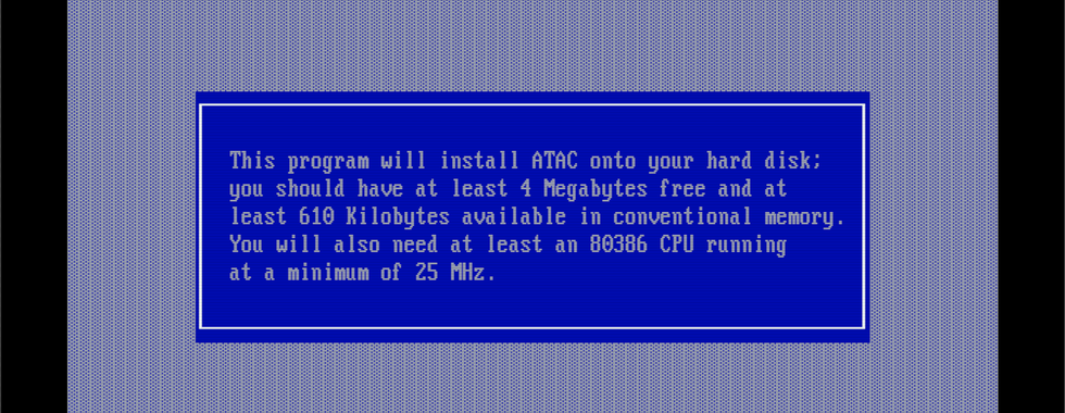 Minimum specification message.