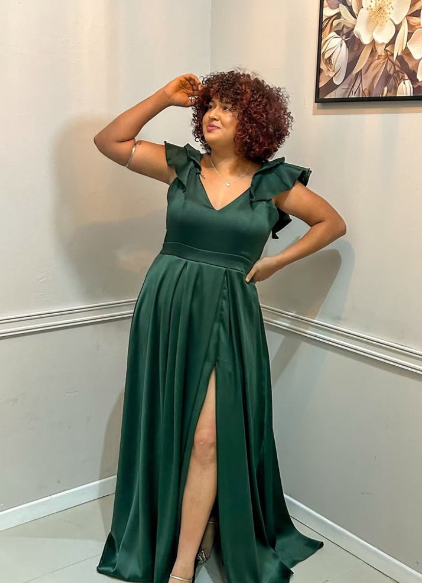 Vestido de festa verde esmeralda 