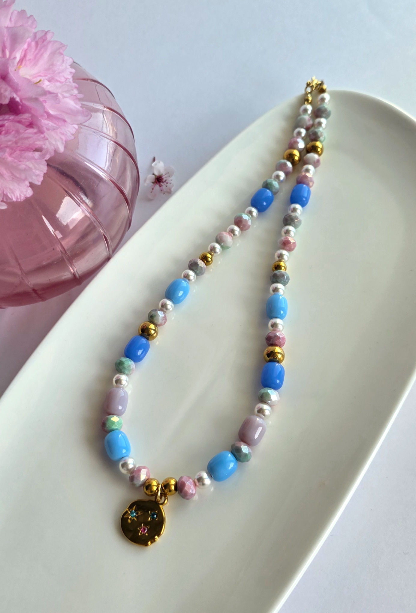 Blueberry Glow Beaded Necklace