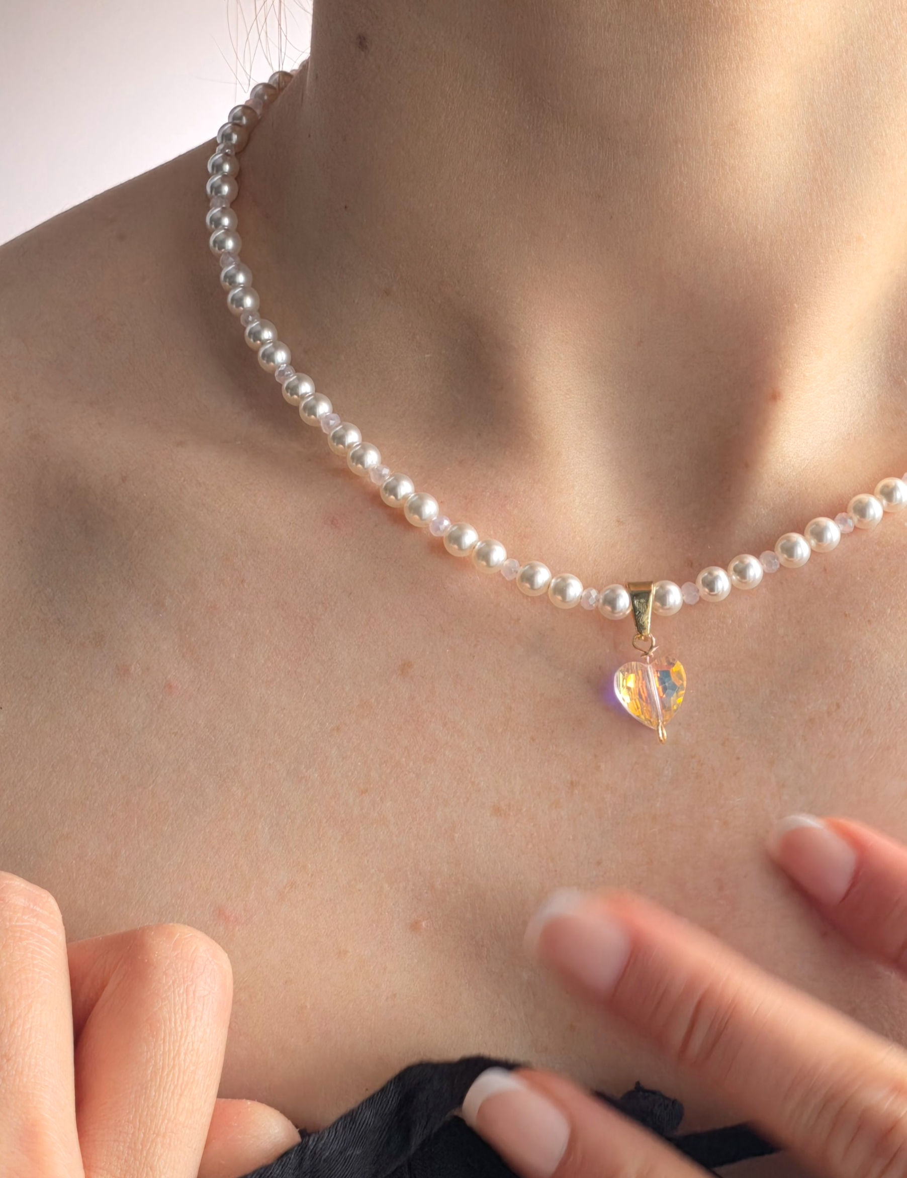 Blush Heart Pearl Necklace