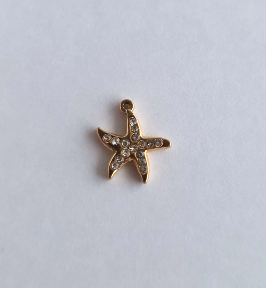 Stainless Steel Pavé Starfish Charm