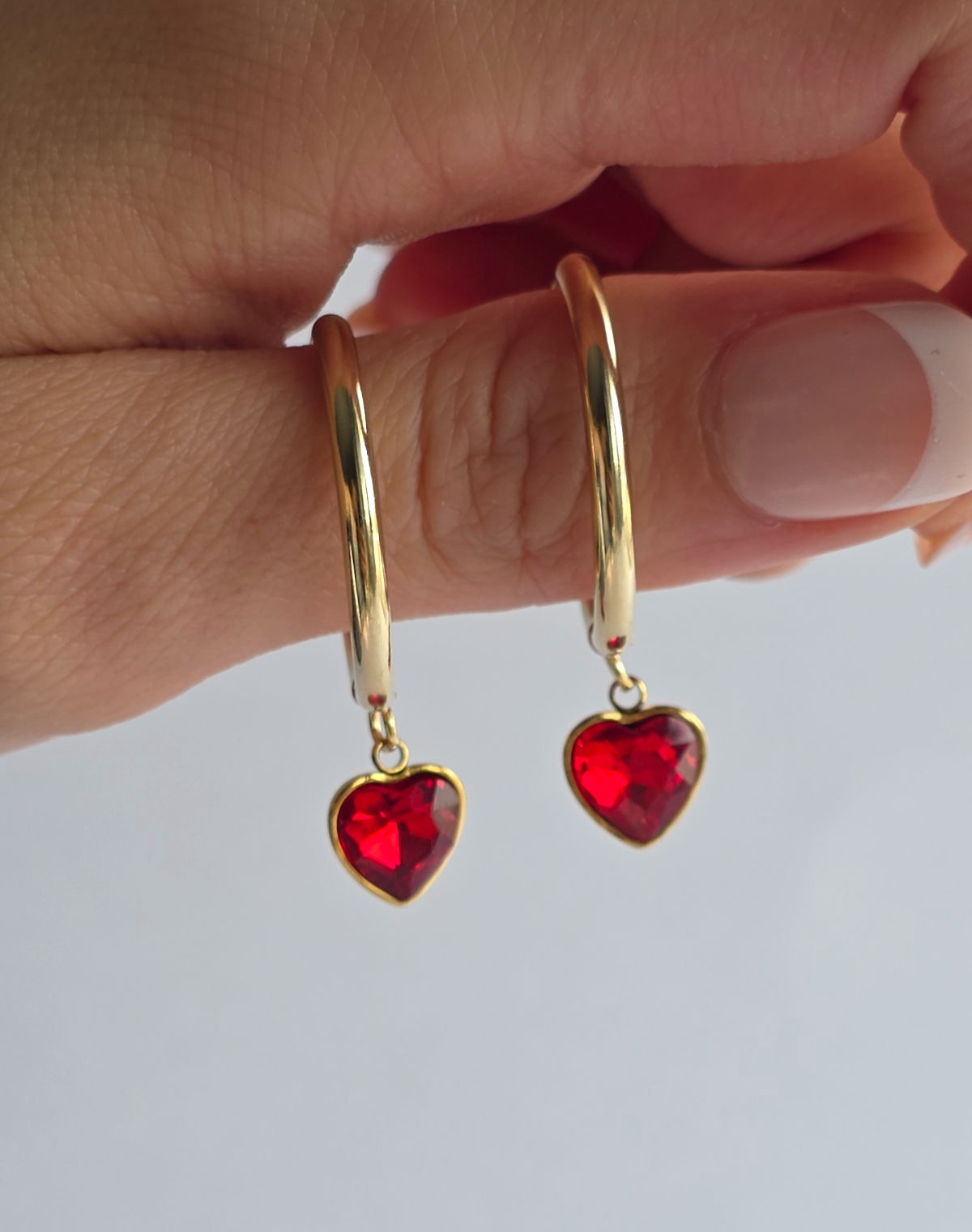 Amour Red Heart Hoop Earrings