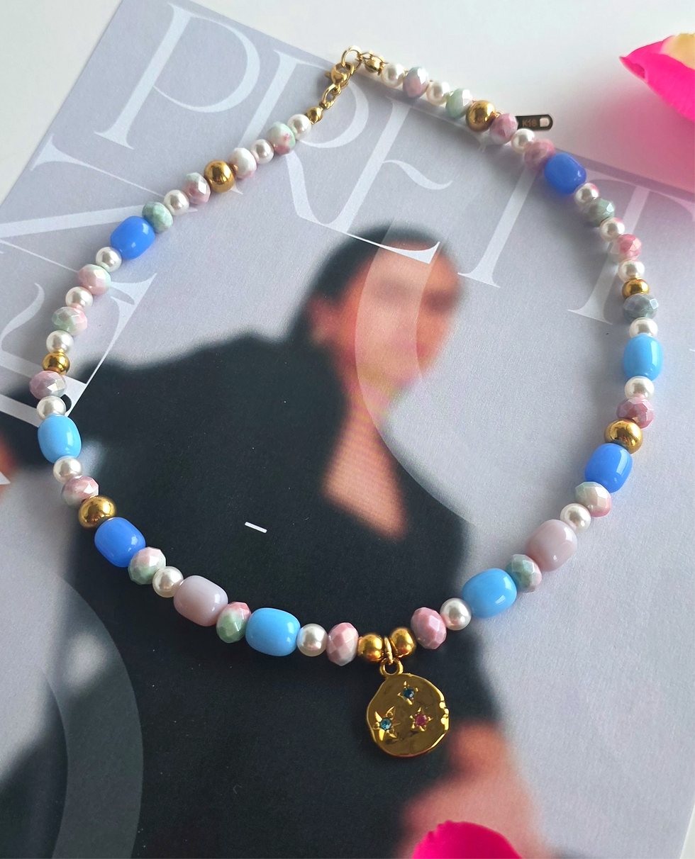 Thumbnail: Blueberry Glow Beaded Necklace