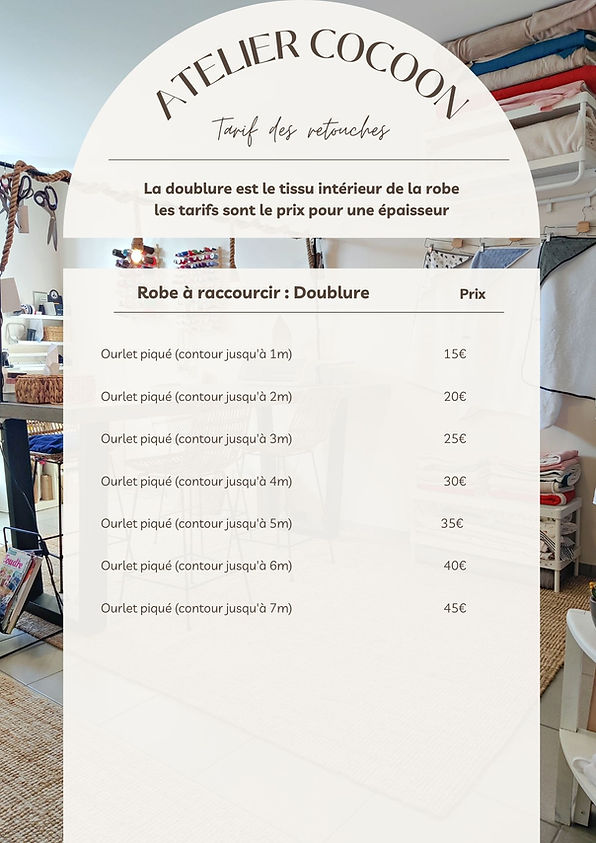 tarif retouche vêtement