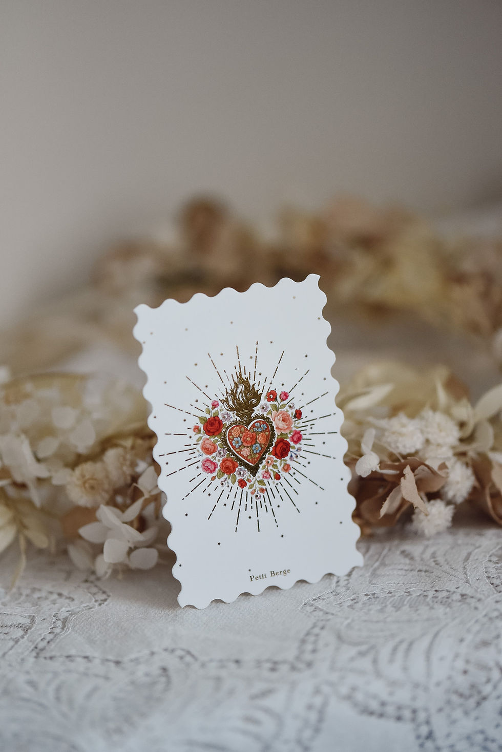 Miniature : Mini carte trésor sacré coeur fleuri - Feston et dorure