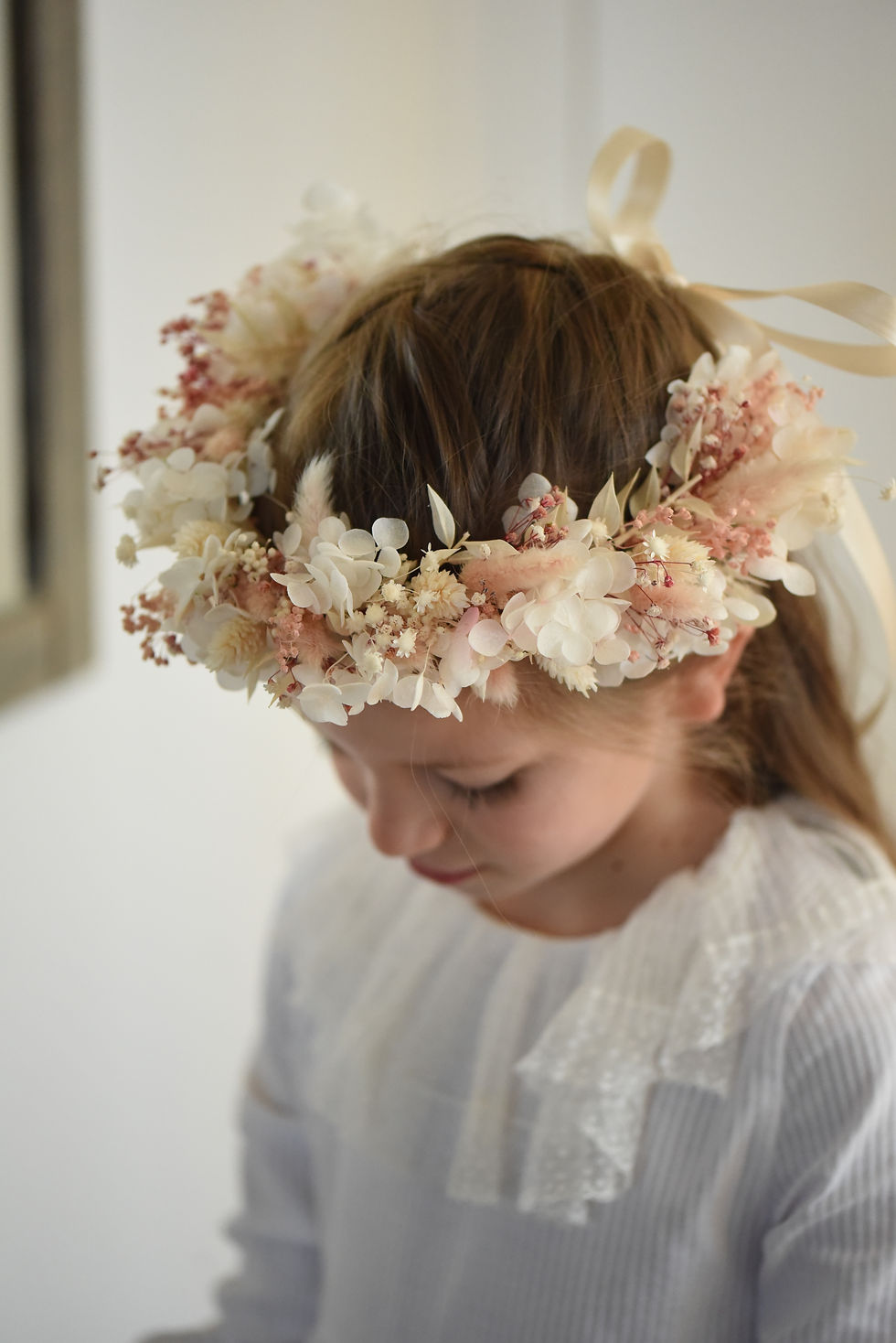 Miniature : Couronne de fleurs roses et  blanches Petit Berge X Botanicâme Vouvray