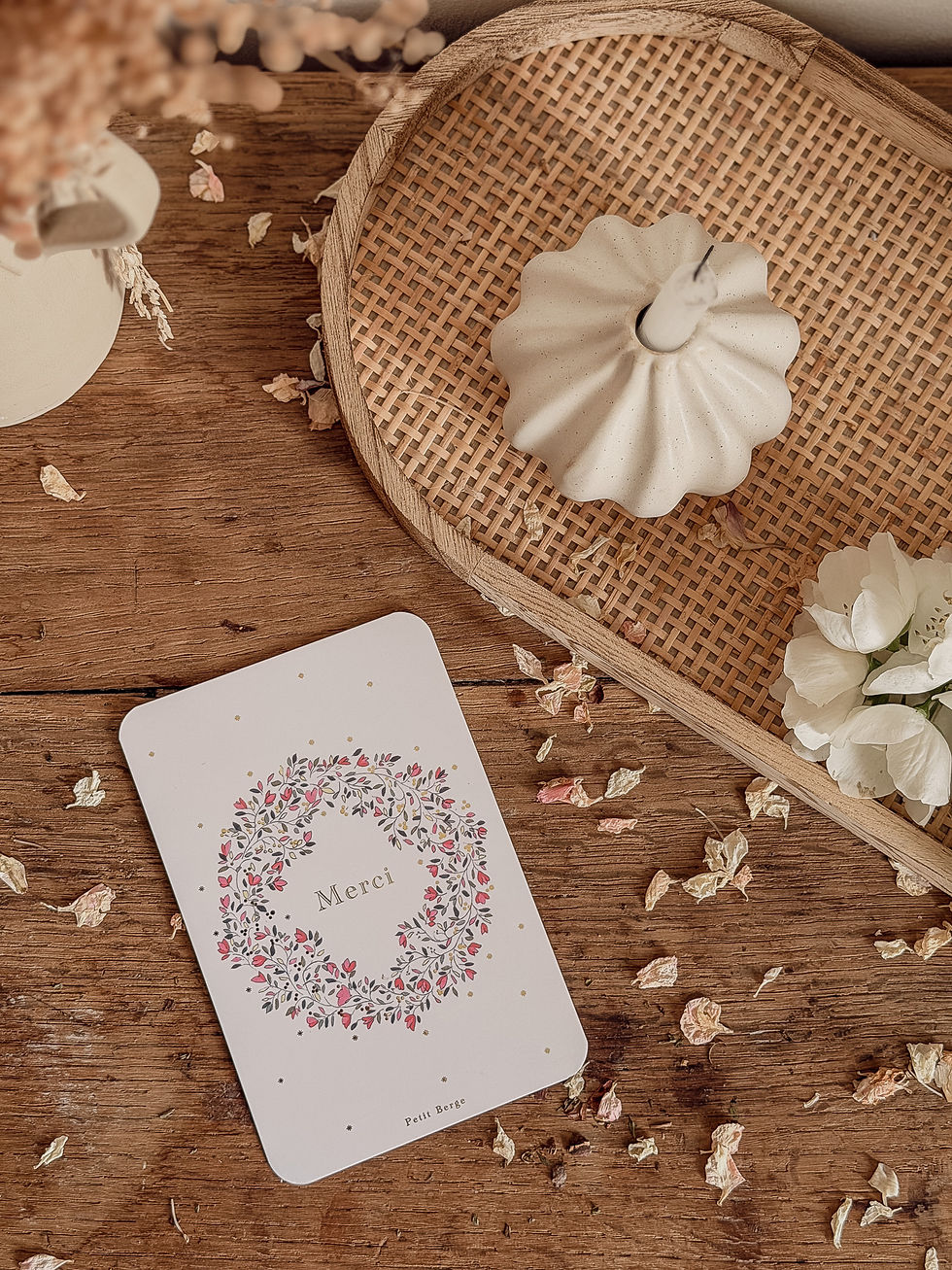 Miniature : Carte merci couronne fleurie - dorure